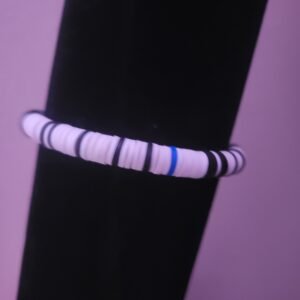 Black, Blue, & White Clay bead bracelet