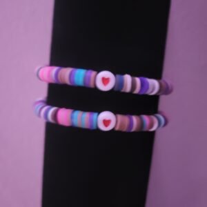 2 coordinating clay bead bracelets.