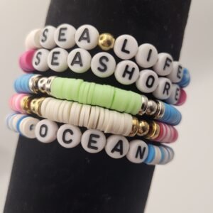 Ocean themed Clay bead bracelet set.