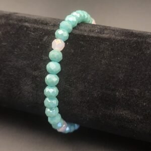 Light blue and white glass bead bracelet
