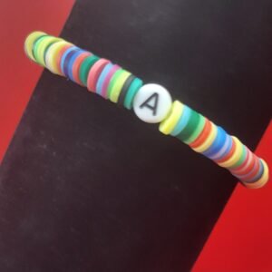 Multicolored bracelet with "A" initial